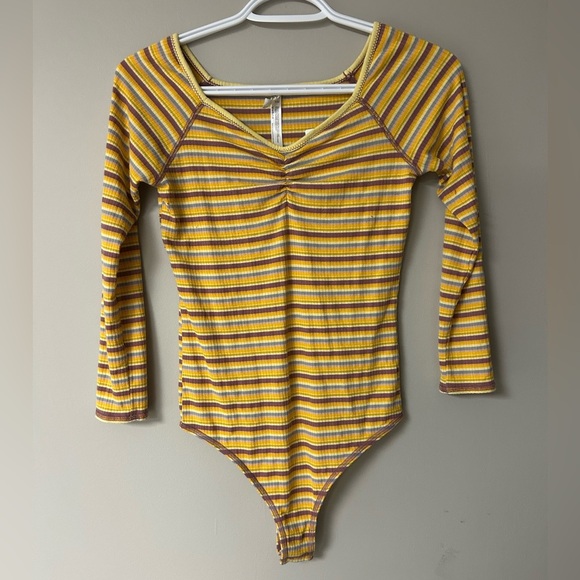 Free People Put A Stripe On It Long Sleeve Bodysuit - Picture 1 of 4